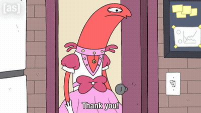 Cartoon Character In Doorway Saying Thank You GIF