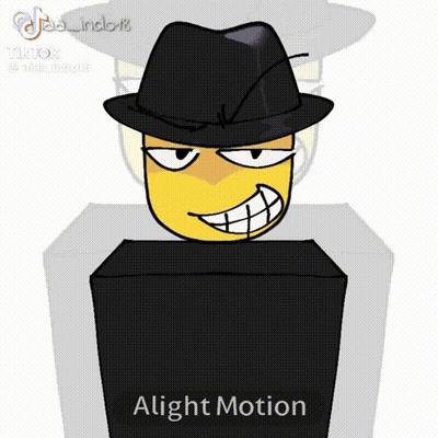 Cartoon Character In Fedora Smiling Next To Alight Motion Box GIF
