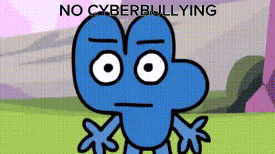 Cartoon Character In Field Saying No Cyberbullying GIF