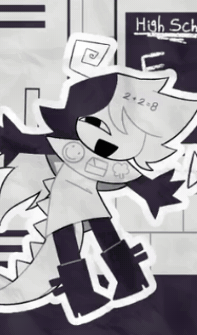 Cartoon Character In Front Of A High School Chalkboard GIF