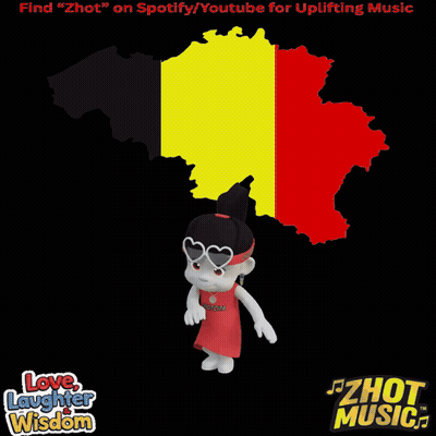Cartoon Character In Front Of Belgium Map Love Laughter Wisdom GIF