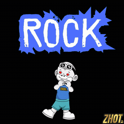 Cartoon Character In Front Of Blue Rock Sign GIF