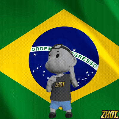 Cartoon Character In Front Of Brazilian Flag Ordem Progresso GIF