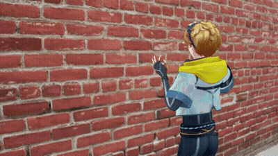 Cartoon Character In Front Of Brick Wall GIF