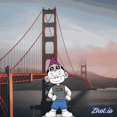 Cartoon Character In Front Of Bridge Saying Zhot.io GIF