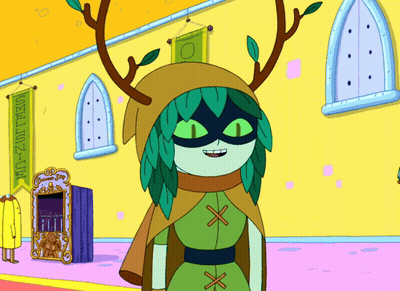 Cartoon Character In Front Of Building With Imagination Banner GIF