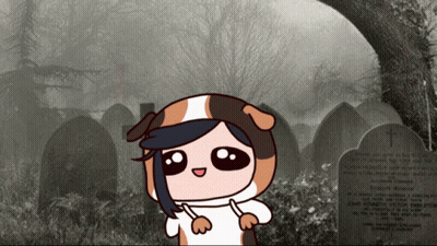 Cartoon Character In Front Of Cemetery GIF