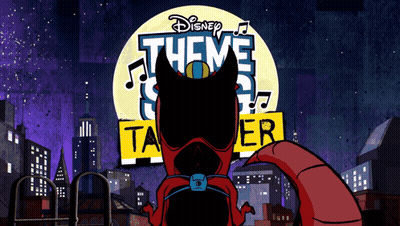 Cartoon Character In Front Of Disney Theater Sign GIF