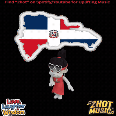 Cartoon Character In Front Of Dominican Republic Map GIF