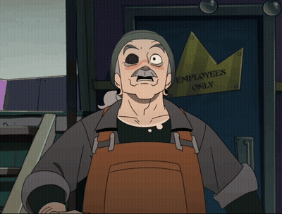 Cartoon Character In Front Of Employees Only Sign GIF