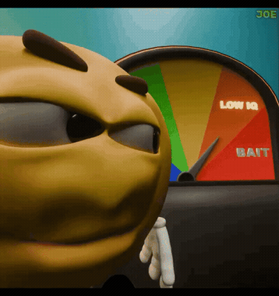 Cartoon Character In Front Of Gauge Saying Low IQ GIF