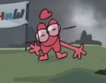 Cartoon Character In Front Of HWLW Sign GIF