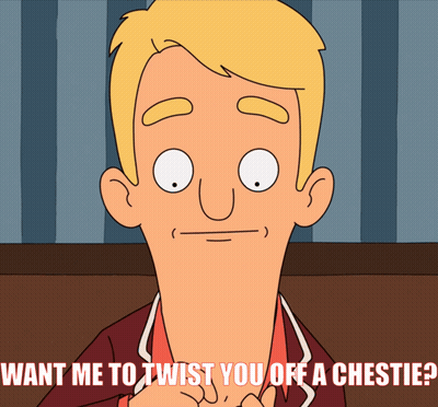 Cartoon Character In Front Of Jim To's Restaurant GIF