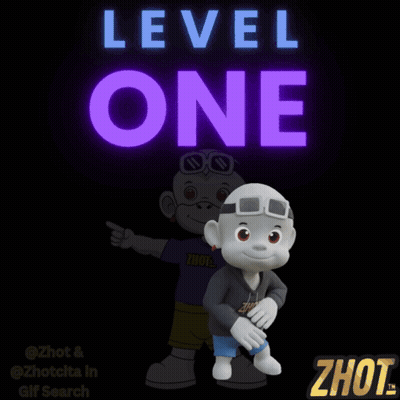Cartoon Character In Front Of Level One Neon Sign GIF
