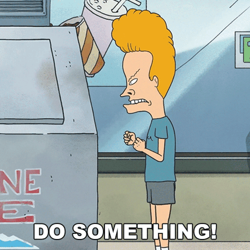 Cartoon Character In Front Of Machine Saying Do Something GIF