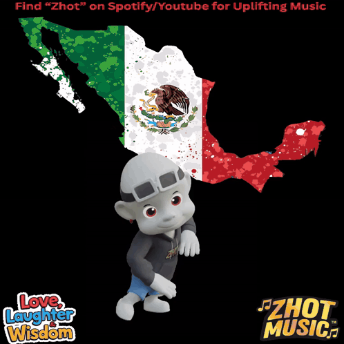 Cartoon Character In Front Of Mexican Flag GIF