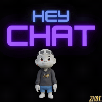 Cartoon Character In Front Of Neon Sign Saying Hey Chat GIF