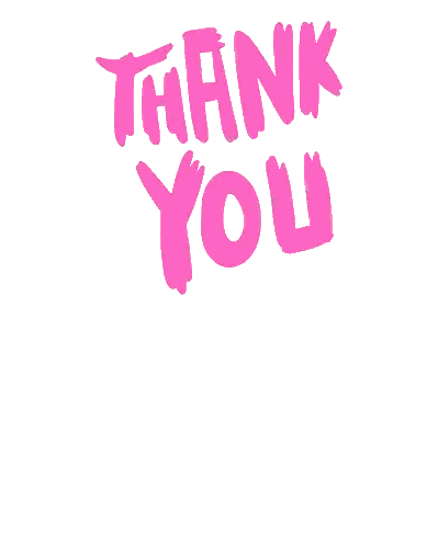 Cartoon Character In Front Of Pink Thank You Sign Sticker