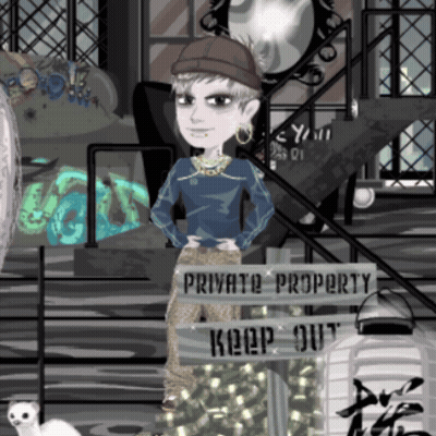 Cartoon Character In Front Of Private Property Sign GIF
