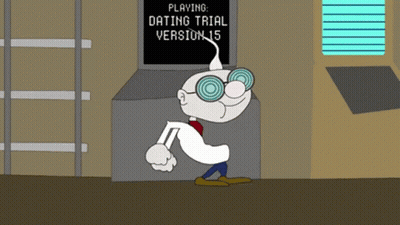 Cartoon Character In Front Of Screen Saying Playing Dating Trial Version 15 GIF