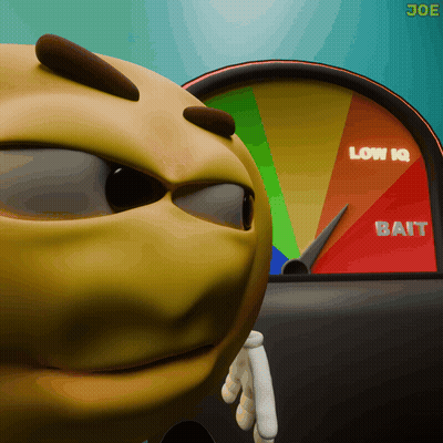 Cartoon Character In Front Of Speedometer Saying Low IQ Bait GIF