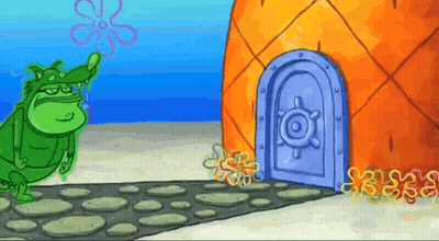 Cartoon Character In Front Of Spongebob House GIF