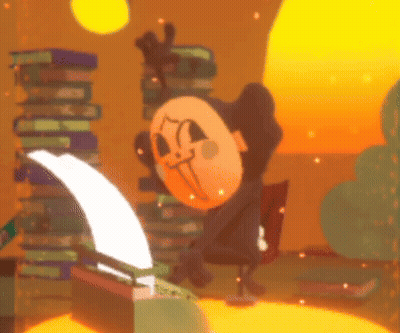 Cartoon Character In Front Of Stack Of Books GIF