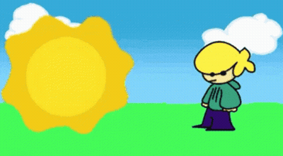 Cartoon Character In Front Of Sun GIF
