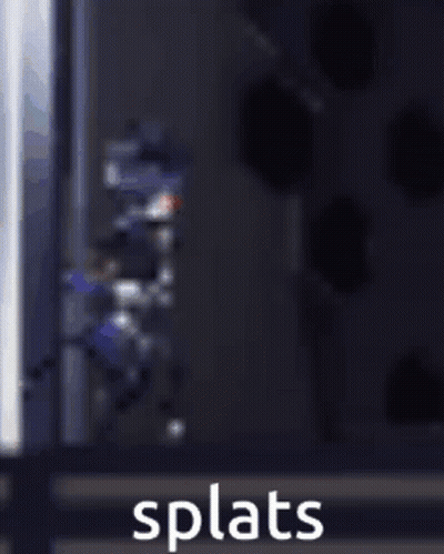 Cartoon Character In Front Of Wall Saying Splats GIF
