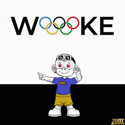 Cartoon Character In Front Of Wooke Sign GIF