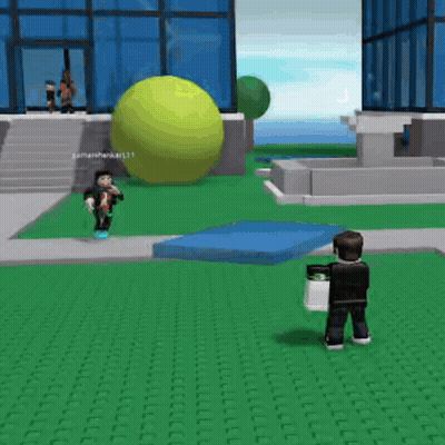 Cartoon Character In Front Of Yellow Ball GIF