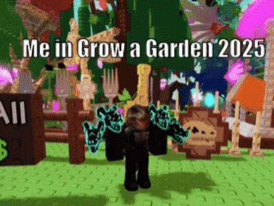 Cartoon Character in Garden Saying Me In Grow A Garden 2025