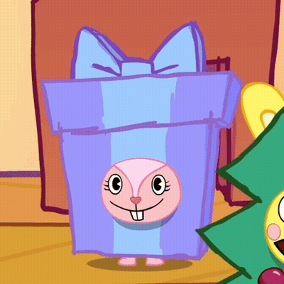 Cartoon Character In Gift Box With Bow GIF