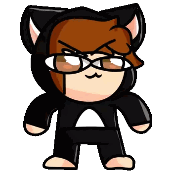 Cartoon Character In Glasses And Cat Suit Sticker
