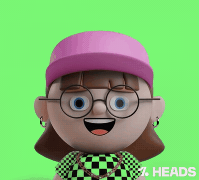 Cartoon Character In Glasses And Pink Hat Saying Heads GIF