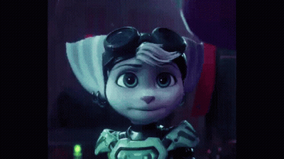 Cartoon Character In Goggles And Scarf Standing In Front Of Robot GIF