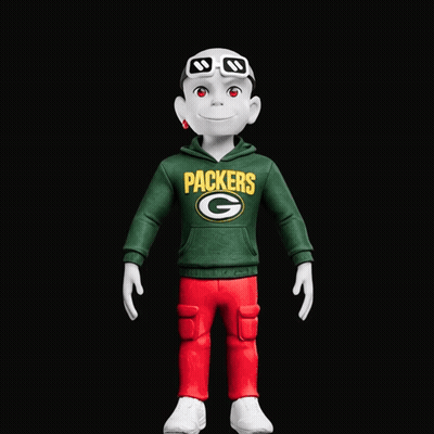 Cartoon Character In Green Bay Packers Hoodie And Red Pants GIF