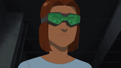 Cartoon Character In Green Goggles Serious GIF