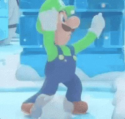 Cartoon Character In Green Hat And Blue Pants Walking On Ice GIF