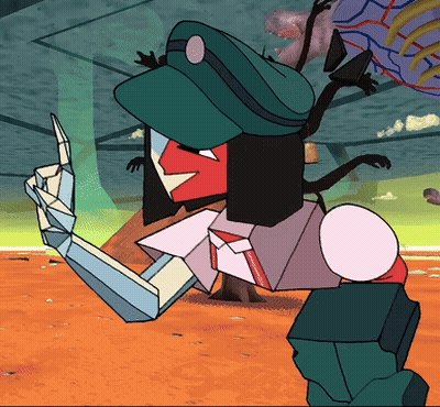 Cartoon Character In Green Hat Giving Finger GIF