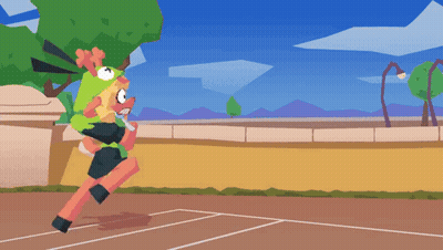 Cartoon Character In Green Hat Running GIF