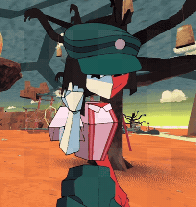 Cartoon Character In Green Hat Standing In Desert GIF
