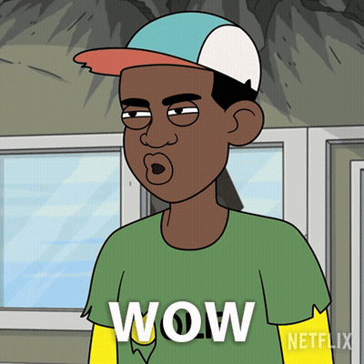 Cartoon Character In Green Shirt Saying Wow GIF