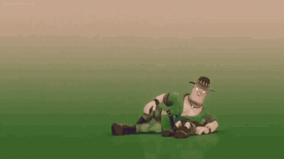 Cartoon Character In Green Uniform Lying On Grass GIF