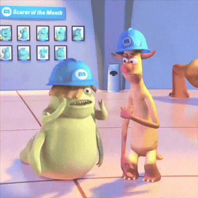 Cartoon Character In Hard Hat With Letter M GIF
