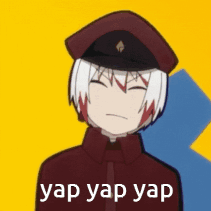Cartoon Character In Hat And Red Jacket With Yap Yap Yap GIF