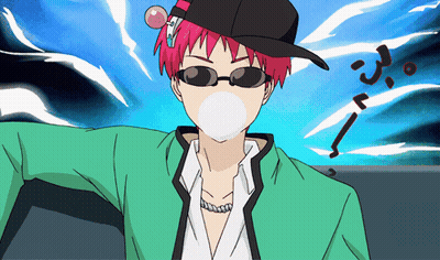 Cartoon Character in Hat and Sunglasses Blowing Bubble