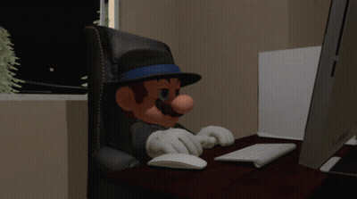 Cartoon Character In Hat Typing On Keyboard GIF