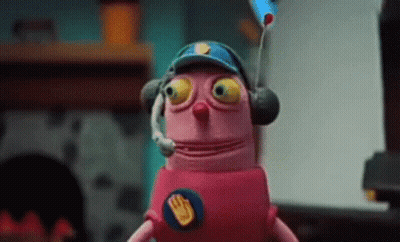 Cartoon Character In Headphones And Hat Talking On Cell Phone GIF