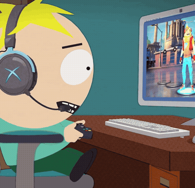 Cartoon Character In Headphones Playing Computer Game GIF